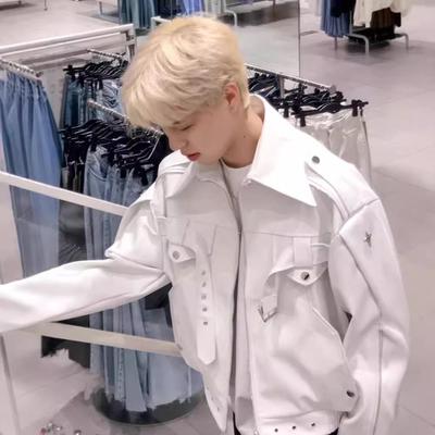 Men's High-End White Leather Motorcycle Jacket - American Retro Spring/Autumn Trend