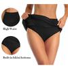Women's Fashion Sexy Solid Color High Waist Pleated Slit Drawstring Swimming Briefs Double Skirt Swimming Trunks