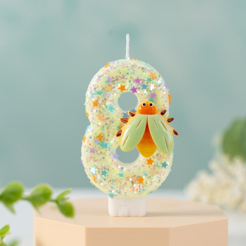 Creative Insect Digital Birthday Party Atmosphere Cake Decoration Candles 0-9