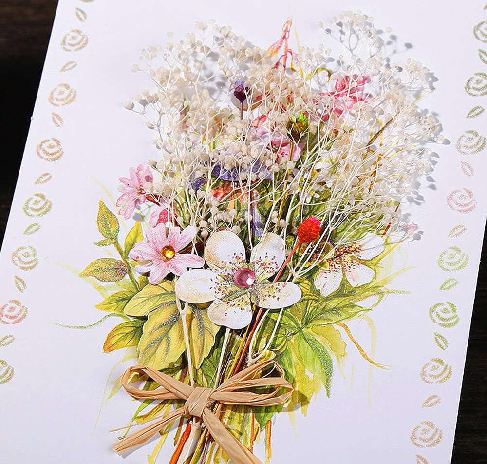 Moin moin Meldekort Papirinnsatser Konvolutter 5 Stor Verdi Takk Stor Virkningsfull Tørket 3D Gullfoliestempling Gerberaer + + (50 Kort, Typer) Pakke,