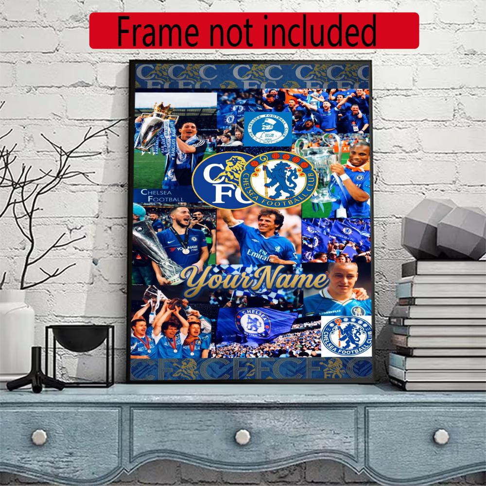 Chelsea Fc Personalized Name Round Diamond Painting Kit Diamond Embroidery Painting Rhinestones Mosaic Frameless Handwork Decoration Arts