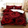Vintage Wine Red Rose Print Quilt Cover Bedding Set Quilt Cover Pillowcase Romantic Valentine's Day Gift Three-Piece Set