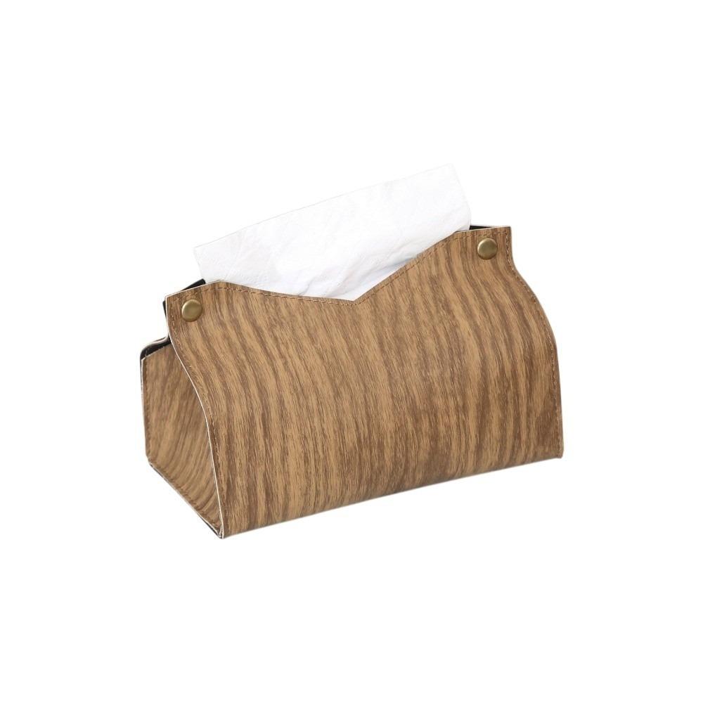 

Waterproof Wood Grain Tissue Container Decorative Car Tissue Holder PU Tissue Box Bathroom Vanity Style 2