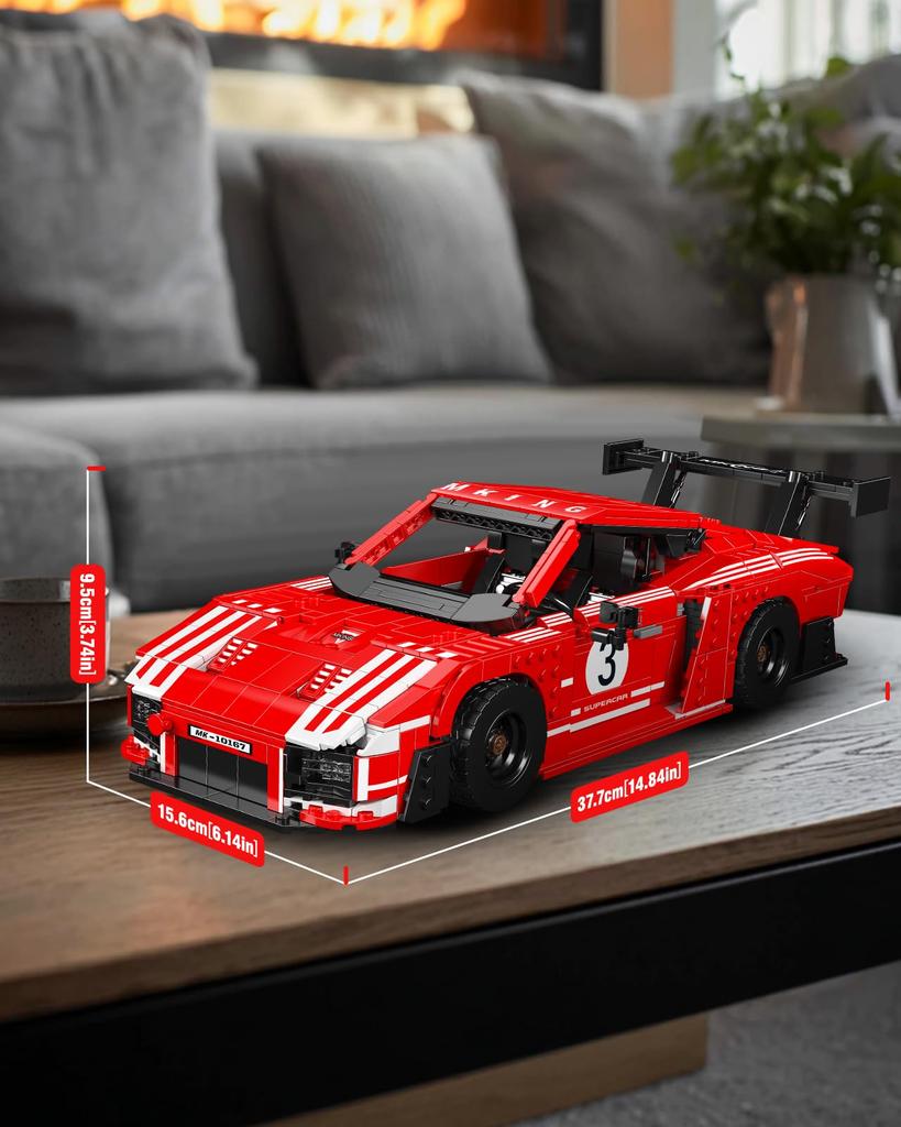 Mould King 10167 Red Racing Car Assembly Model, Classic Sports Car Building Block Kit, for Kids and Adults Ages 14 and Up (1717 Pieces)