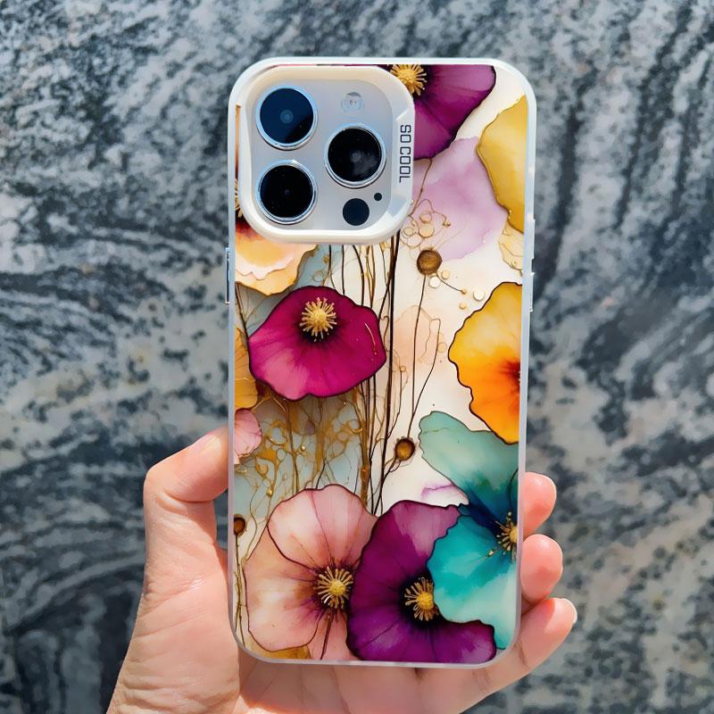 Colorful Flower Laser Phone Case For iPhone 15 Pro Max 14 13 11 12 Pro Max 13 Mini 15 14 Plus Shockproof Protection Back Covers