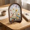 Boho Style Desktop Ornament Wooden Flower Pattern Door Shaped Sculpture For Desk Fireplace Cabinet Home Decoration Accessory