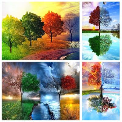 DIY Diamond Painting Four-season Tree Cross Stitch Kit Mosaic Art Diamond Painting Full Circle/Square Diamond Home Decoration