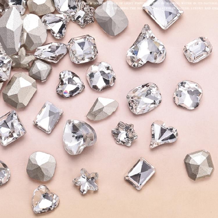 10x Irregular Shape Nail Charms Nail Rhinestones Clear Nail Crystal Gems Charms