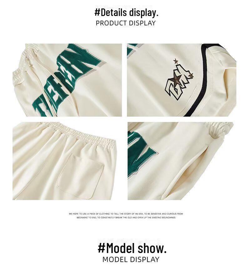 Boys' Trendy Embroidered Summer Basketball Shorts - Hip-Hop Style