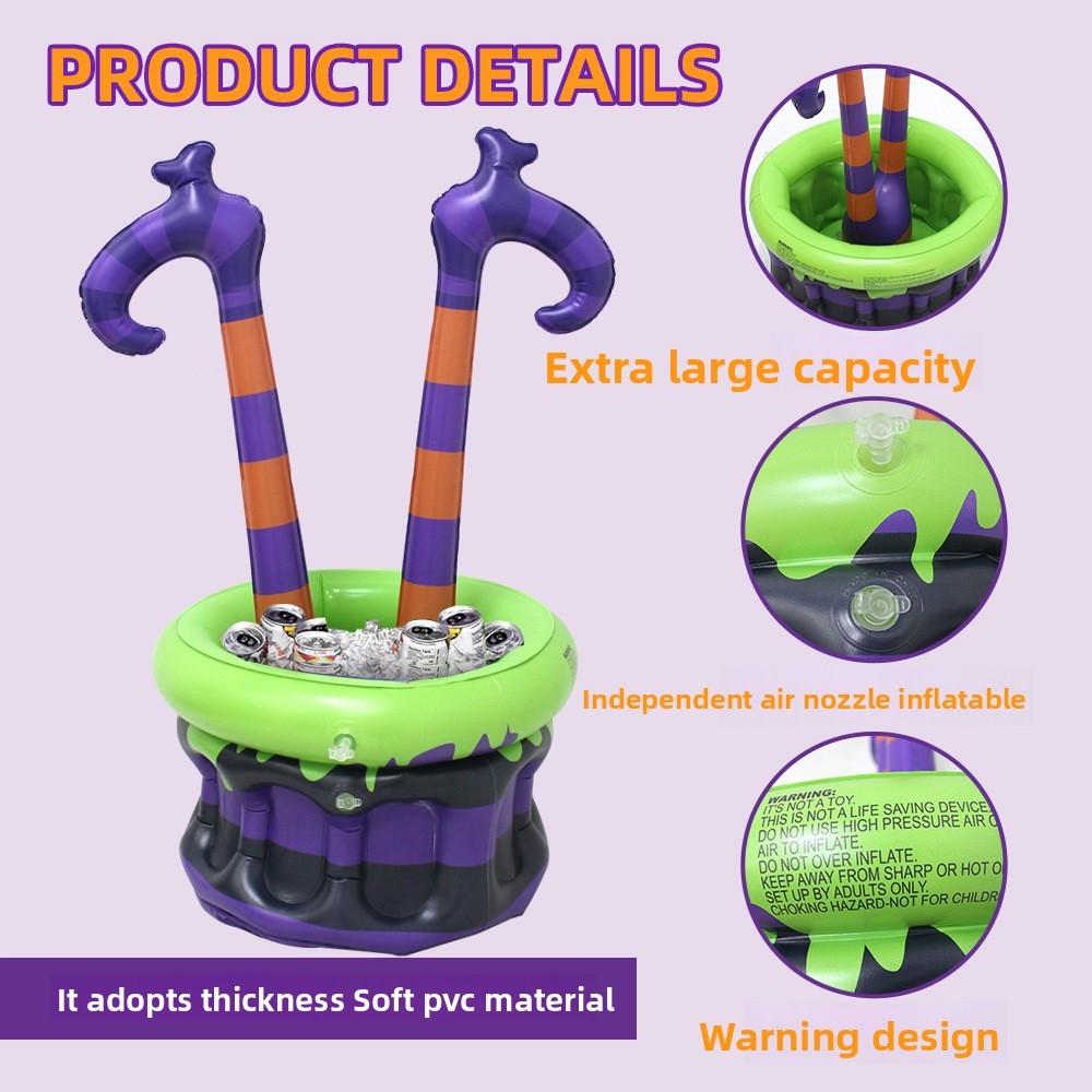 Inflatable Pvc Witch Ice Bucket For Halloween With Cold Drink Dispenser Toy