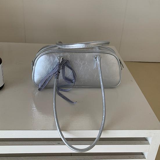 Women Single Shoulder Bag Faux Leather Waterproof Large Capacity Solid Color Casual Zipper Ladies Girls