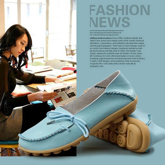 2025 Plus Size Women's Shoes, Two-layer Cowhide Mother Shoes, Casual and Versatile Single Shoes, Comfortable Bean Women's Shoes