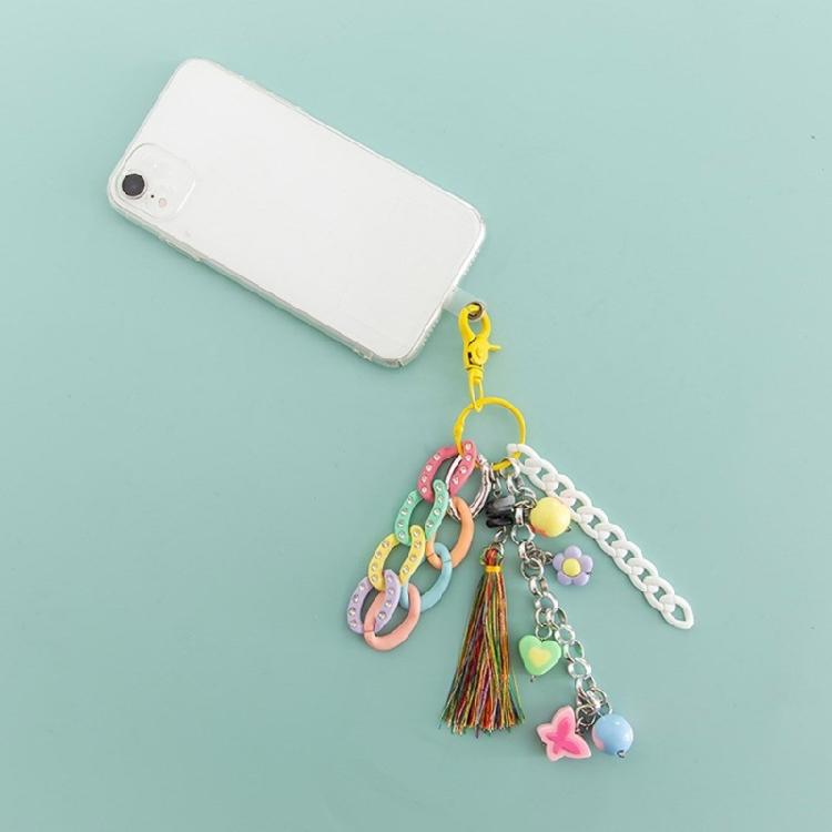 Artisanal Acrylic Key Pendant Accessory Elegant Acrylic Keyring With Tassels Beadwork Fashionable Keychain for Purse Bag