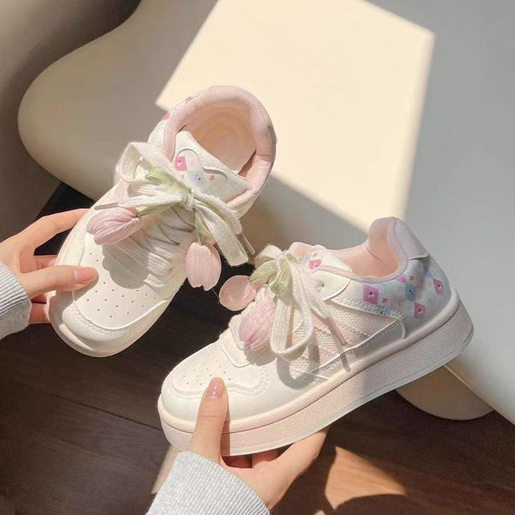 

Обувь для девочек 2025 новая весна и осень детская спортивная обувь на доске для детей среднего и старшего возраста повседневная обувь студенческая универсальная повседневная обувь на доске 38 розовый