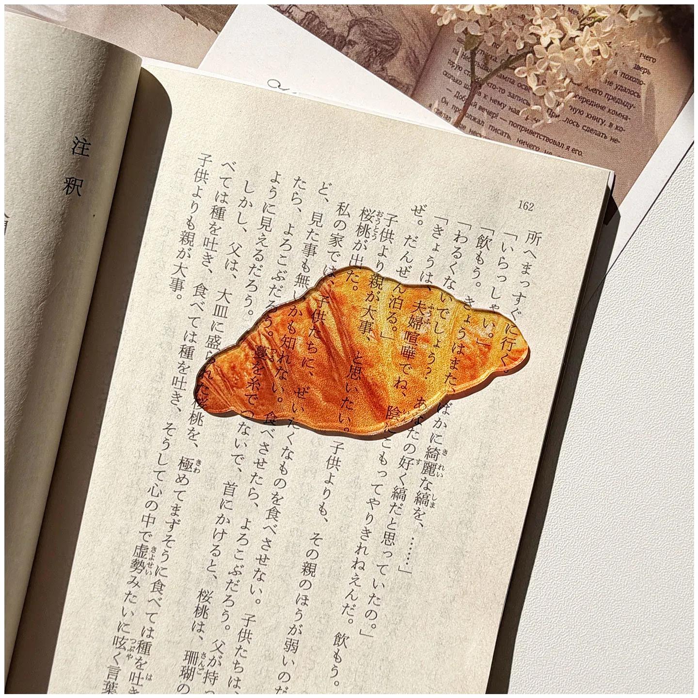 Delicate Transparent Bread Acrylic Toast Bookmark Reading Mark Student Gifts Cute Croissant Tomato Bookmarks Stationery