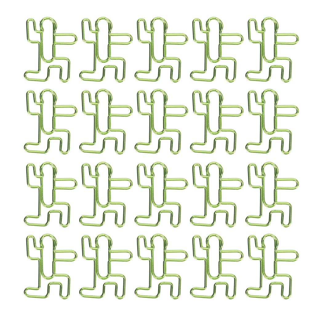 20Pcs Cartoon Paperclip HumanShaped Creativity Metal Modeling Craft School Supplies Green