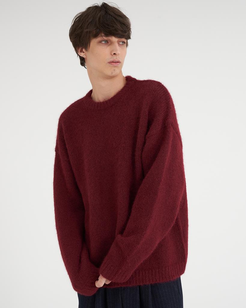 TENER Tn Hairy Texture Loose Fit Knit Red