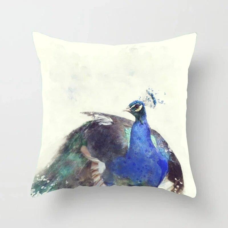 45*45cm Creative Peacock Feather Series Pillowcase Art Life Home Decoration Sofa Office Seat Waist Cushion  Cover