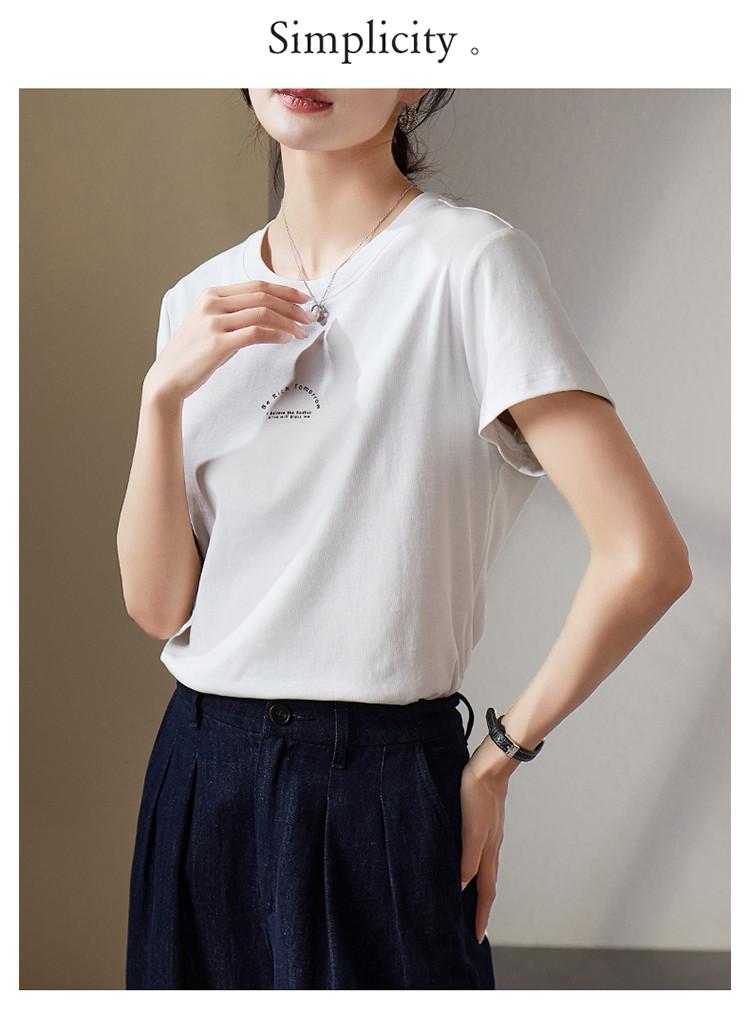 Letter printed round neck short sleeved T-shirt for women in 2026 summer casual versatile pullover top