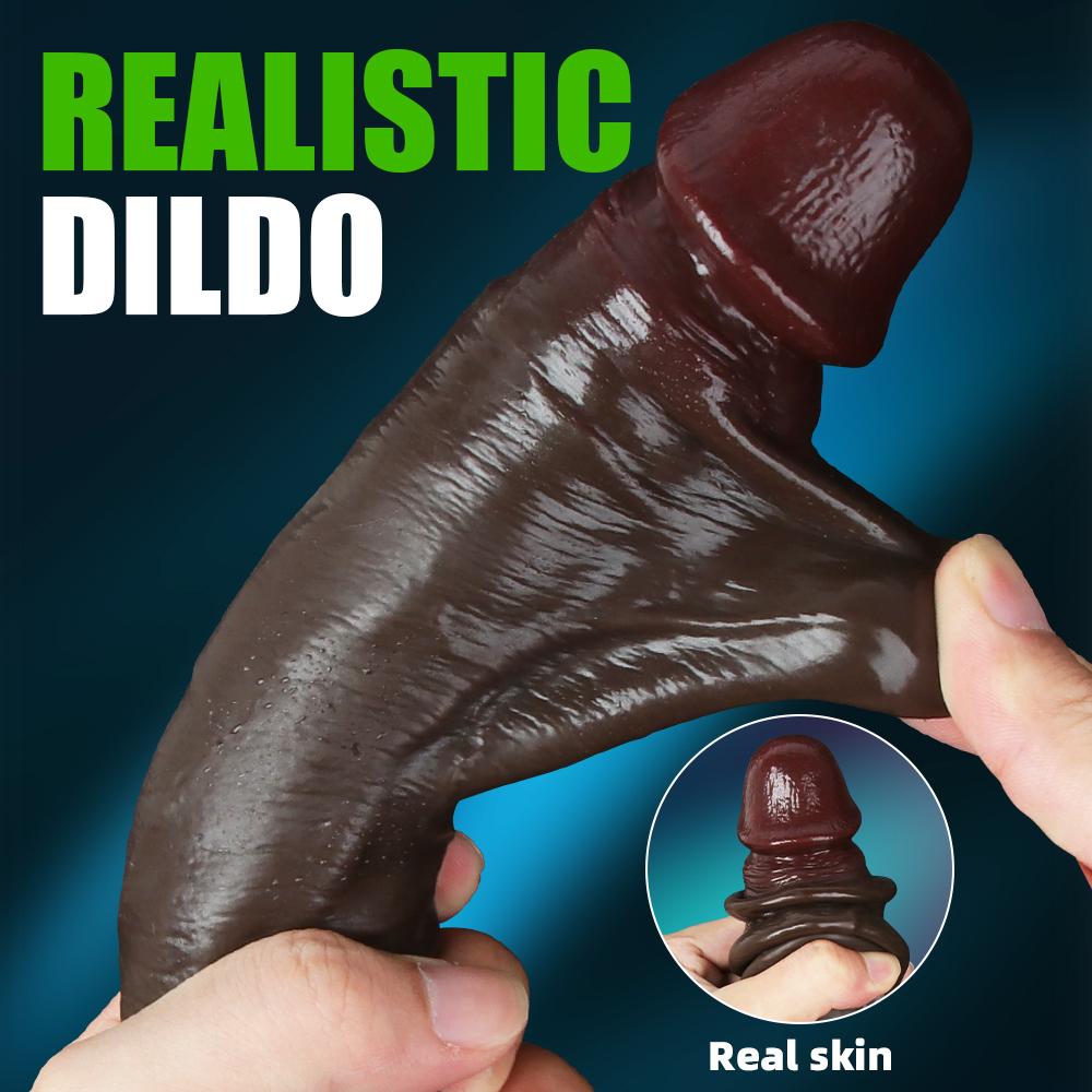 Velké realistické dildo pro ženy začátečnice Posuvná kůže předkožka Anální pochva Bodová stimulace G Umělý penis sexuální hračka masturbátor