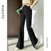Women's Ribbed Fleece-Lined High-Waist Slit Flared Pants