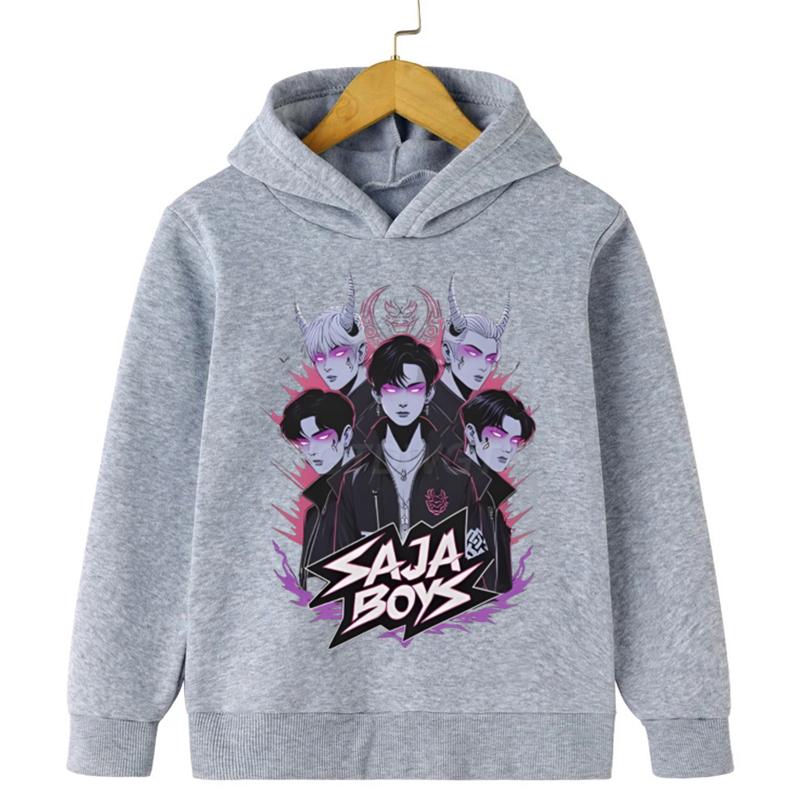 Anime Kpop Demon Hunters Saja Boys Hoodies Long Sleeve Casual Sweatshirt Harajuku Pullover Fans Gift Children's Boy Hooded Sweatshirts