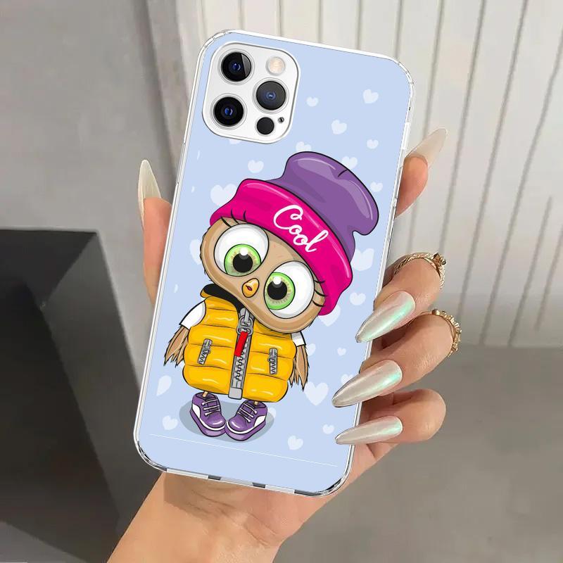 Cartoon Cute Owl LoveLy Phone Case for Iphone 17 Air 16 15 Plus 14 13 Mini 12 11 Pro Max 16E 7 8 SE 2020 Soft Funda Print Shell