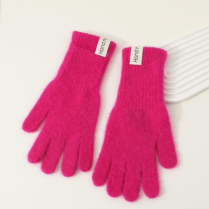 Winter Solid Color Knitted Gloves Full Fingered Stretchy Warm Gloves For Cold Weather Girls Men Women And Teens Winter Mittens