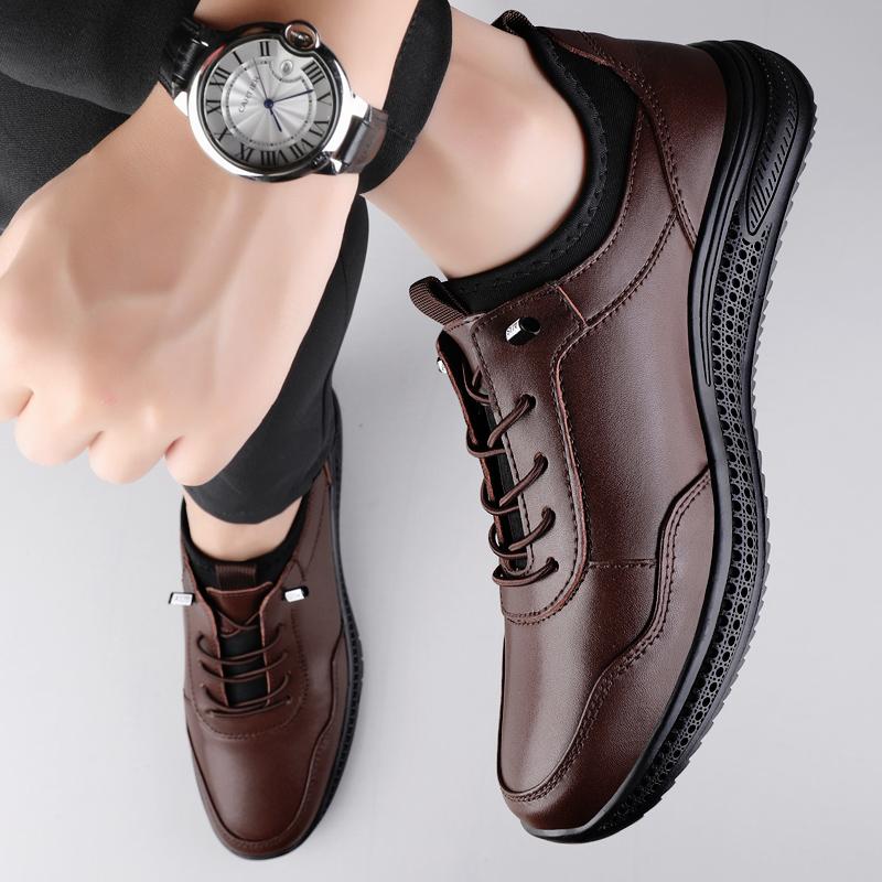 Fashion Man Breathable Dress Business Shoes New Genuine Leather Men's Walking Shoes Office Sneakers Outdoor Comfy Business Dress Shoes