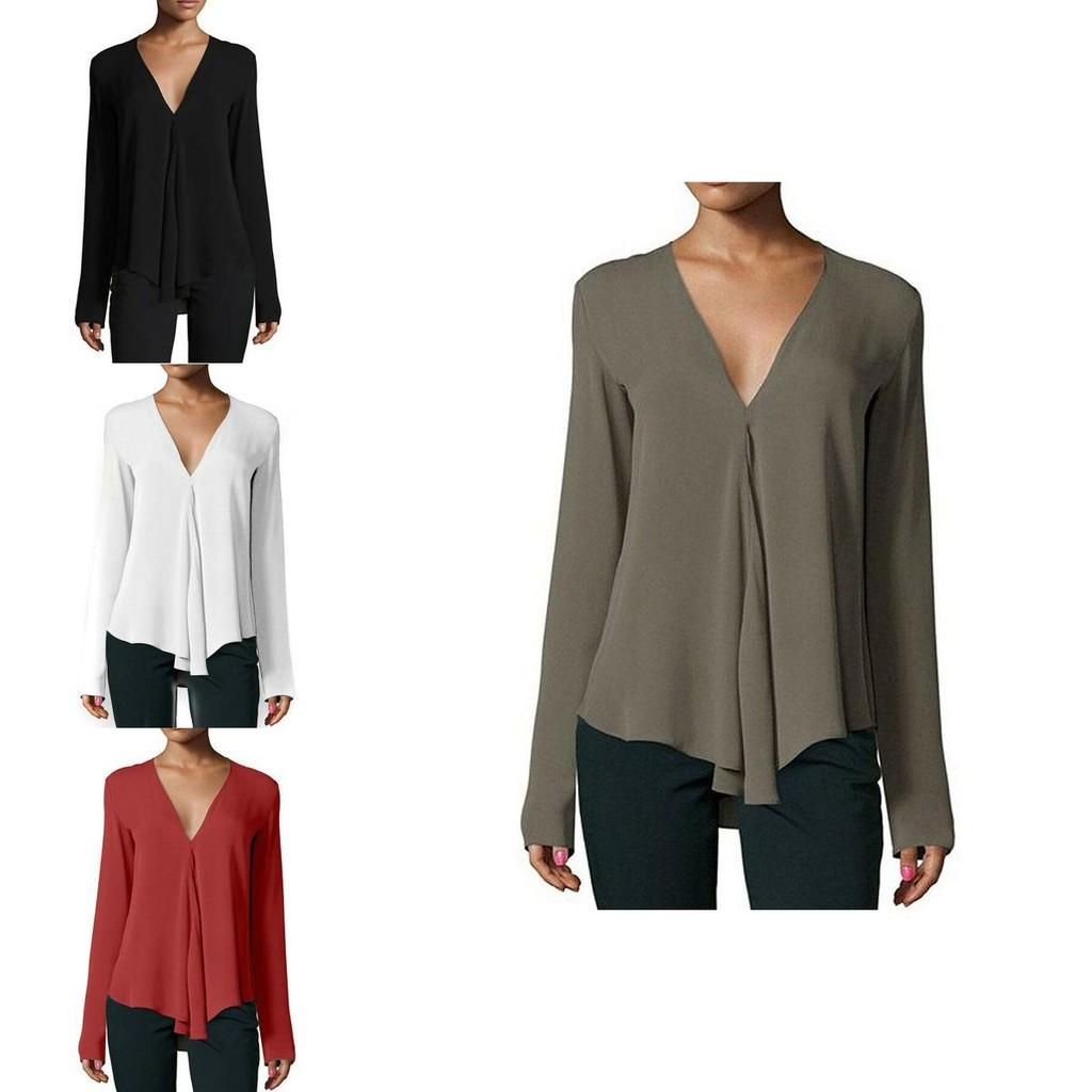 Elegantes Damen Sommer Freizeit Langarm Locker Chiffon T-Shirt Bluse Für Alle Größen