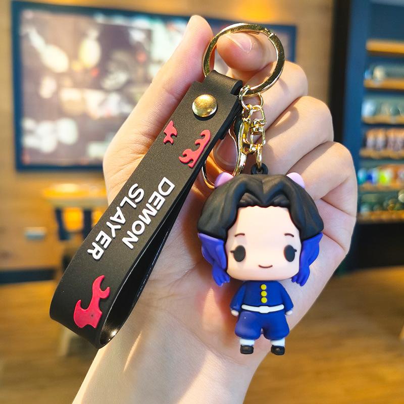 Anime Q Version Demon Slayer PVC Keychain Cute Nezuko Agatsuma Zenitsu Character Bag Pendant Car Anime Accessories Keychain