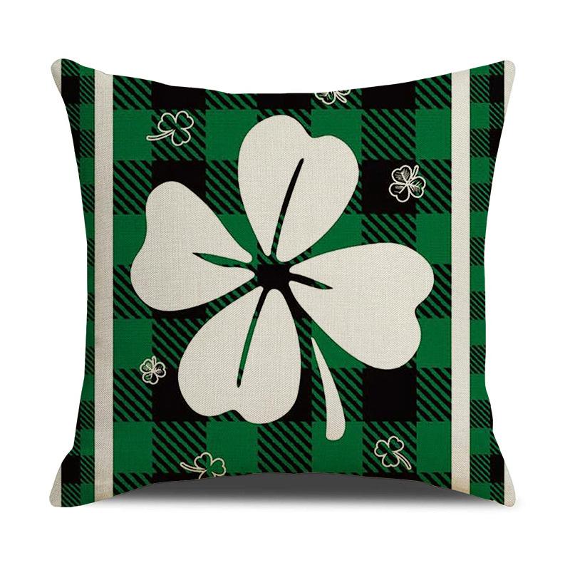St. PASCAL's Day Four-leaf Clover Pillow Waist-leaning Ins Green Plant Sofa Pillow Cushion Cover