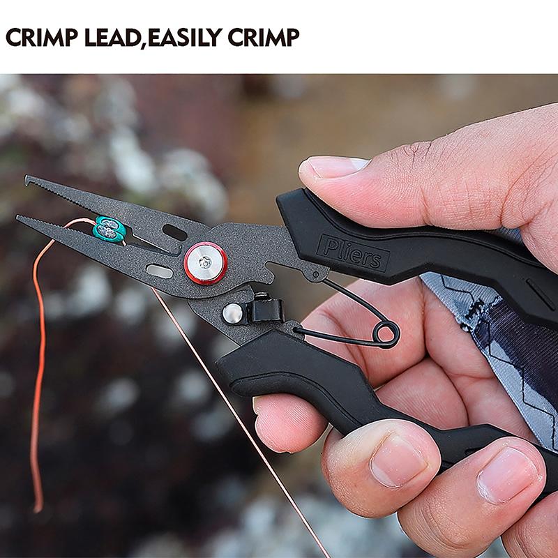 Stainless Steel Luya Pliers Multi-Functional Fish Control Device Anti-Rust Teflon Coating Small Mouth Fishing Pliers Cutting Lin