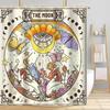 Tarot Shower Curtain, 72x72inch, Retro Floral Evil Eye Bathroom Curta Sun Moon Star Ouija Hands Gothic Mystical Witchy Bathroom Bathtubs Decor Set
