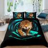 Leopard Duvet Cover Set Red Rose Bedding Sets Safari Animals Print Comforter Cover Rose Flowers Cheetah Quilt Cover King Size