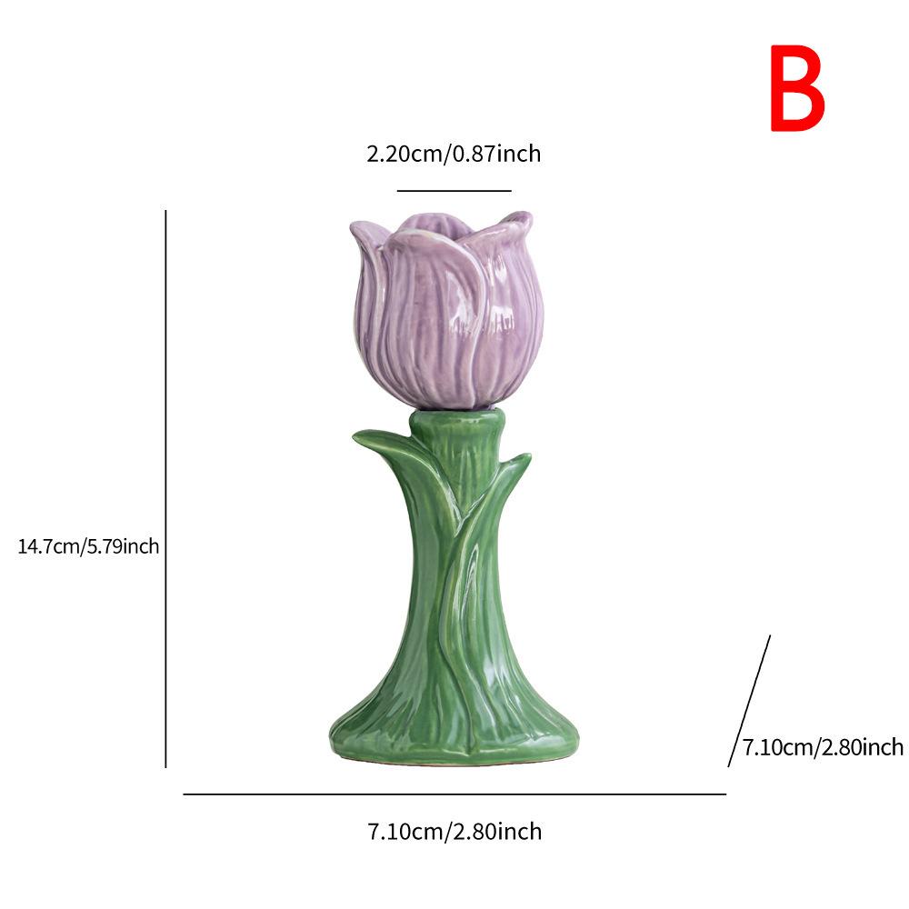 Keramik-Tulpen-Kerzenständer Simulierte Blumen-Kerzenständer Kerzenhalter Dreidimensionaler Tulpen-Kerzenständer Halter Wohnkultur