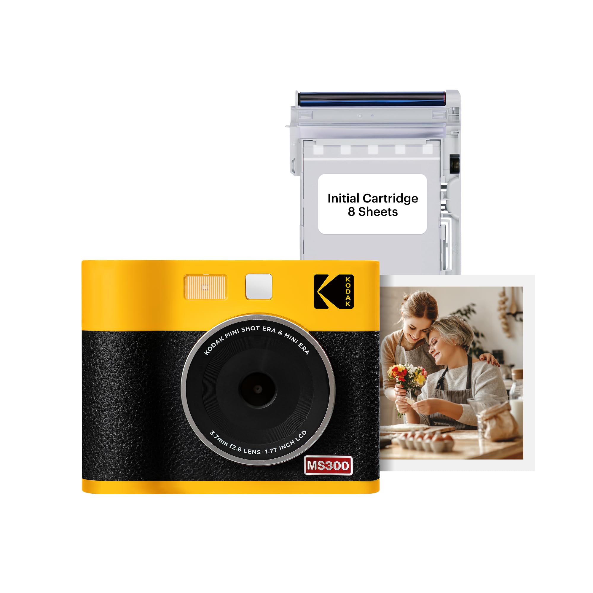 

KODAK Mini Shot 3 ERA 4PASS Instax Camera Smartphone Printer 8 2-in-1 & (3x3 ) (Camera + Sheets, Yellow)