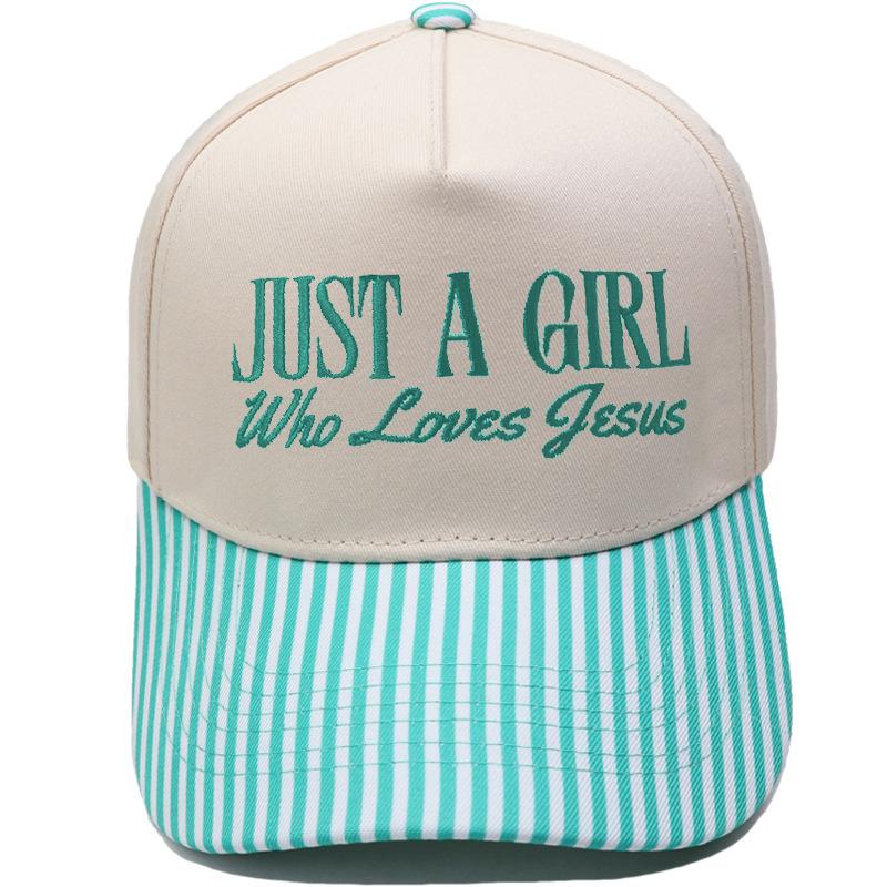 JUST A GIRL Truck Driver Hat Embroidery Color Matching Baseball Cap Men's and Women's Casual Outdoor Sun Hat