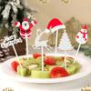 Christmas Fruit Forks Set Plastic Xmas Cupcake Toppers Elk Snowman Santa Claus Cookie Toothpick Xmas Party Cake Decorations