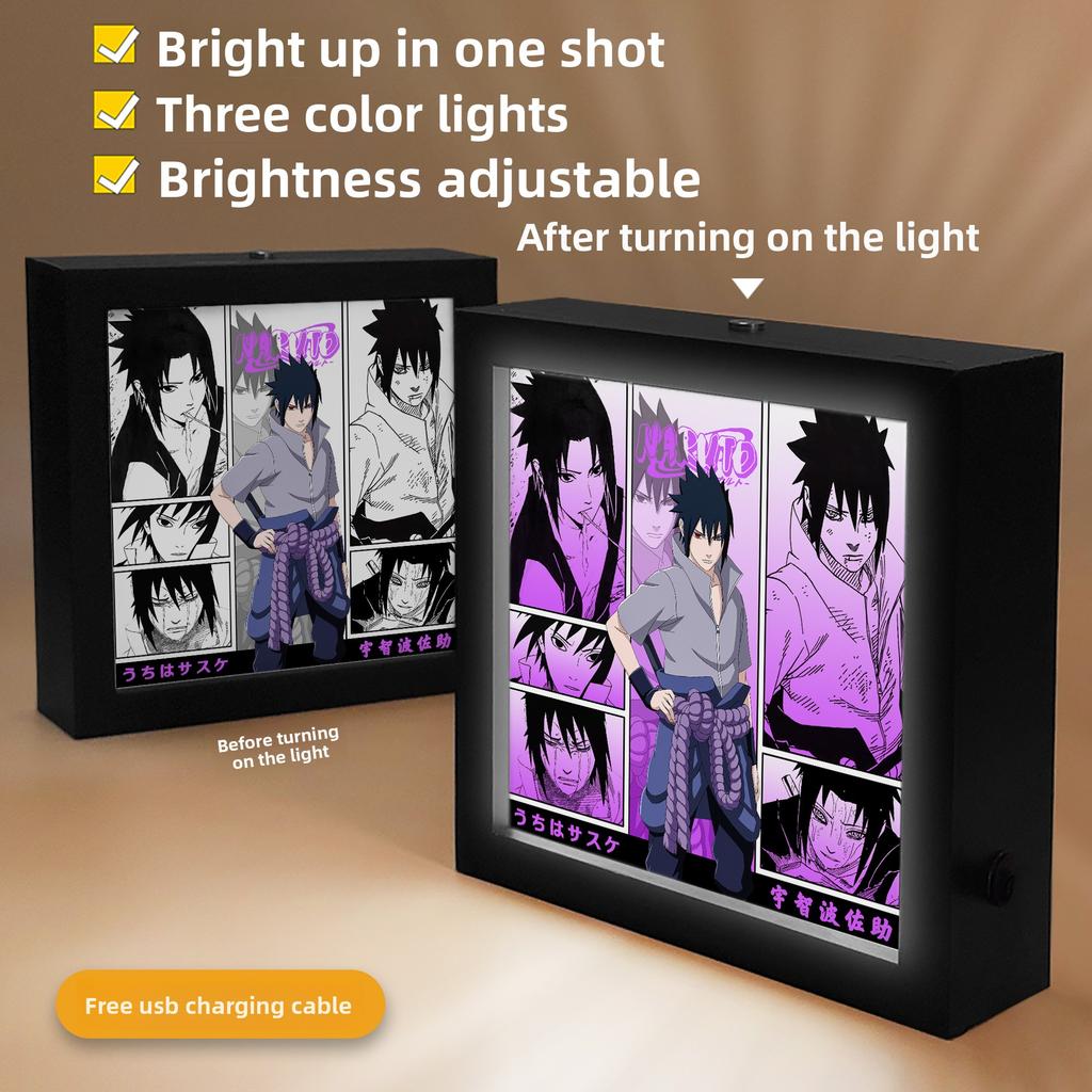 Anime Cartoon Photo Frame Anime Lamp LED Light Box Namikaze Minato Gaara Figure Room Decoration Three Color Lamp Anime Toy Gifts