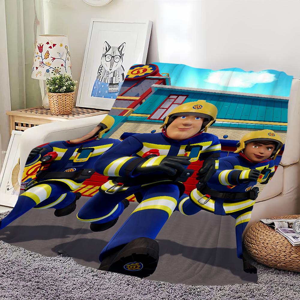 Manta de dibujos animados Fireman Sam Suave Cómoda Peluche para siesta Adecuada para Sala de estar Oficina Dormitorio Cumpleaños Hogar Regalo para niño