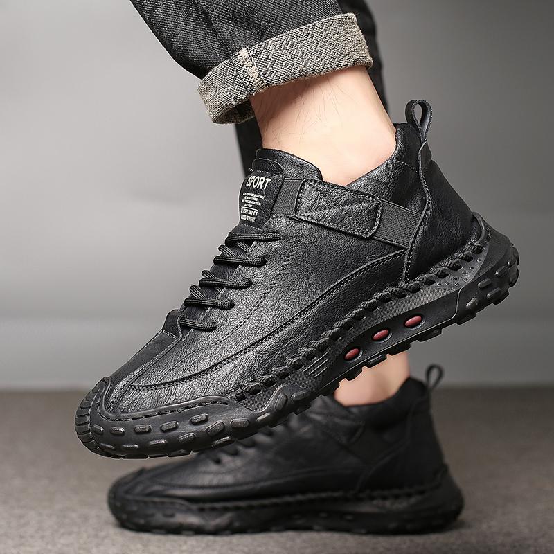 Hand-stitching Leather Men Boots Comfortable Casual Leather Shoes Men Ankle Boots