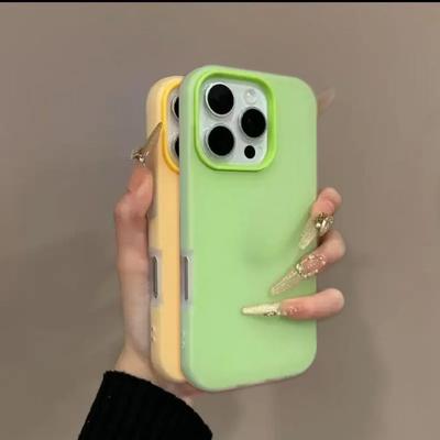 2 IN 1 Luxury Matte Jelly Candy Color Phone Case for iPhone 16 15 14 13 12 Pro Max 15 16 Plus Shockproof Skin Touch Soft Cover