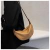 Women's Faux Leather Crescent Bag, Soft Dumpling Shoulder Crossbody Purse, Zipper Closure Handbag for Daily Use