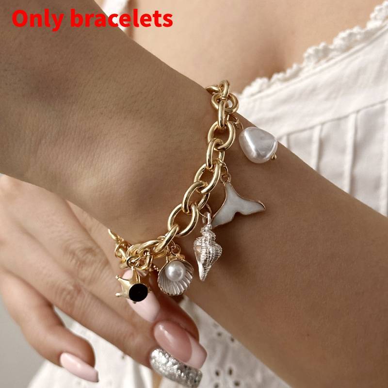 

Bohemian Shell Beach Necklace With Gold Plated Alloy Chain For Summer Vacation Gold 2 Bracelet