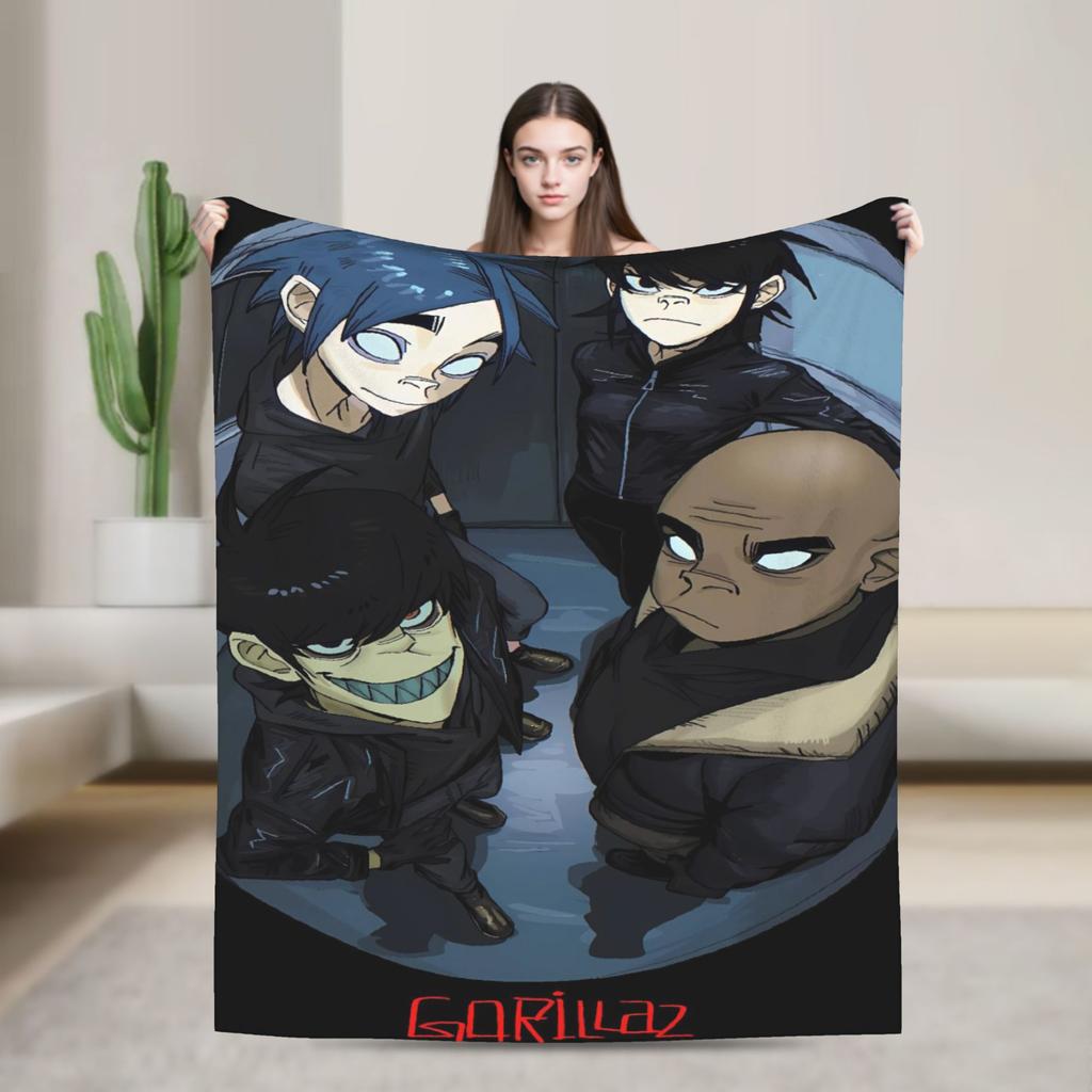 Gorillazs Flannel Blanket Winter Band Rock Warm Throw Blanket for Children Home Decor Graphic Bedspread Sofa Bed Cover