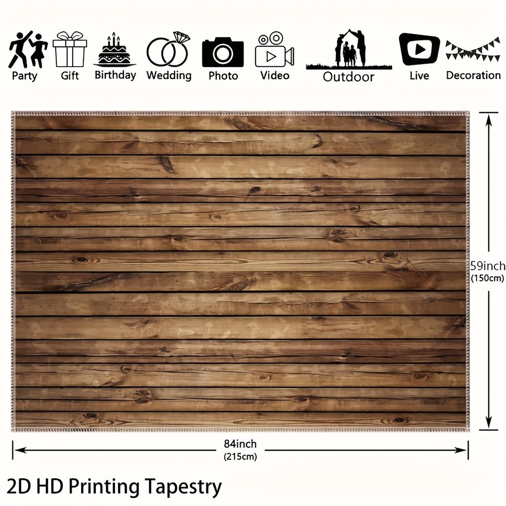 Rustic Wood Plank Wall Texture Tapestry Photography Backdrop Party Wedding Birthday Decoration Studio Background Fabric Banner