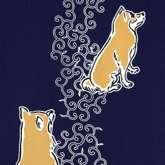 Dyeing Anbo Hand Towel Dark Authentic Made in 35cm x 100cm "Arabesque Walkway, Blue" Dyed, 100% Cotton, Tokuoka, Japan,