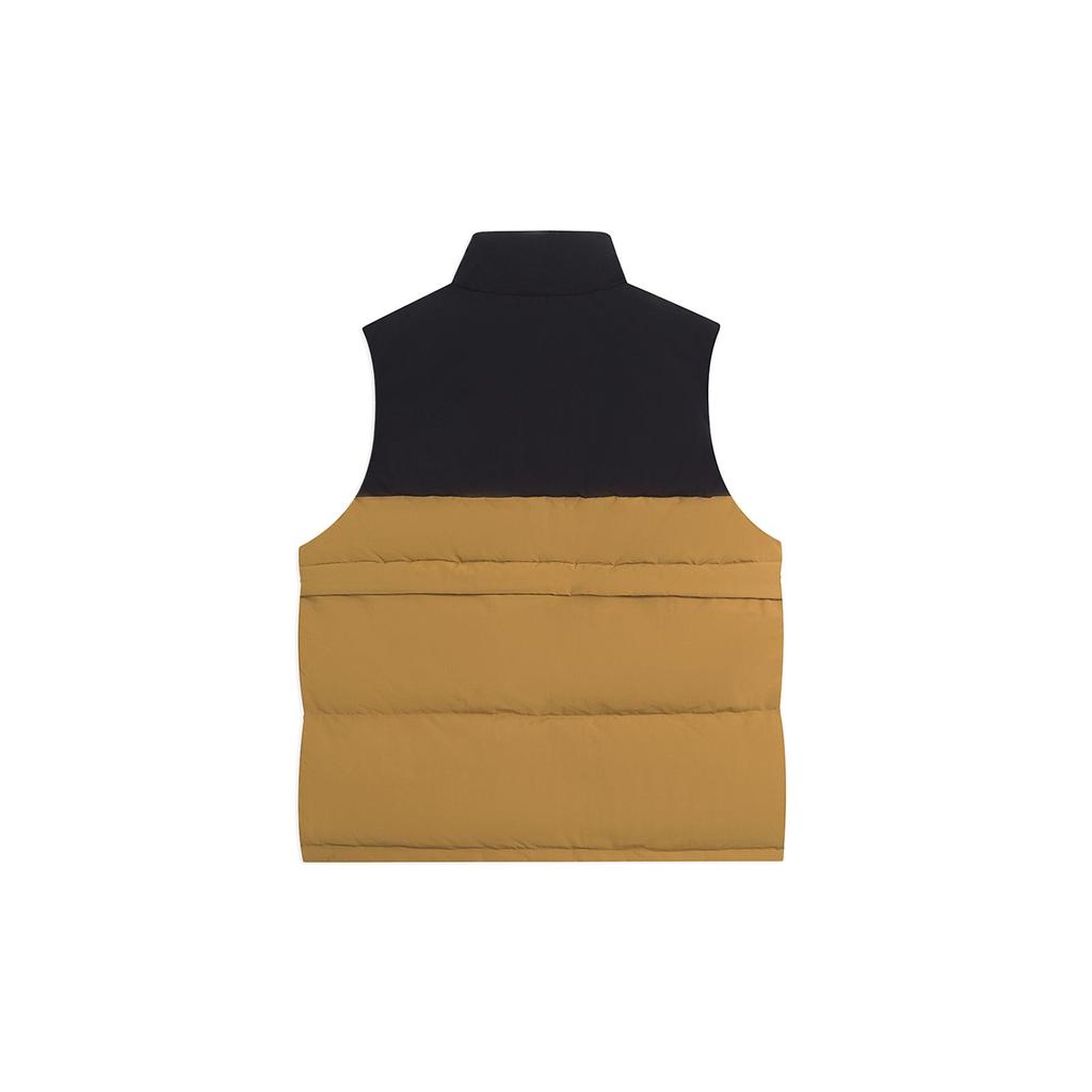 Li Ning Logo Letter Embroidery Multi-Pocket Color Block Zipper Stand Collar Down Vest Men vest Bone-Brown AMRS071-3