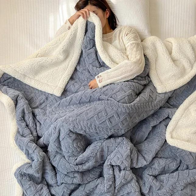 Single/Queen/Super King Thicker Fleece Throw Blanket for Bed or Sofa , Soft Plush Blanket